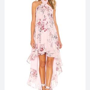 Michael Costello Pink Floral High Low Dress